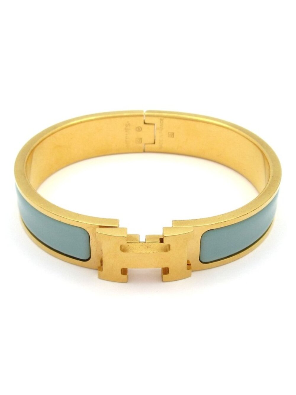 Hermes Bangle Clic H Gold Light Blue Bracelet